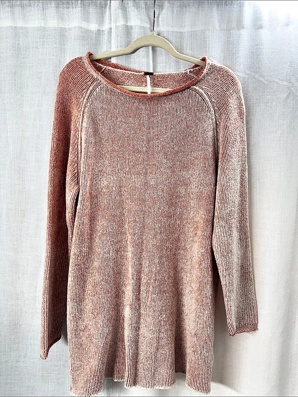 Free People Lenox Tunic Sweater Orange & White Size Large